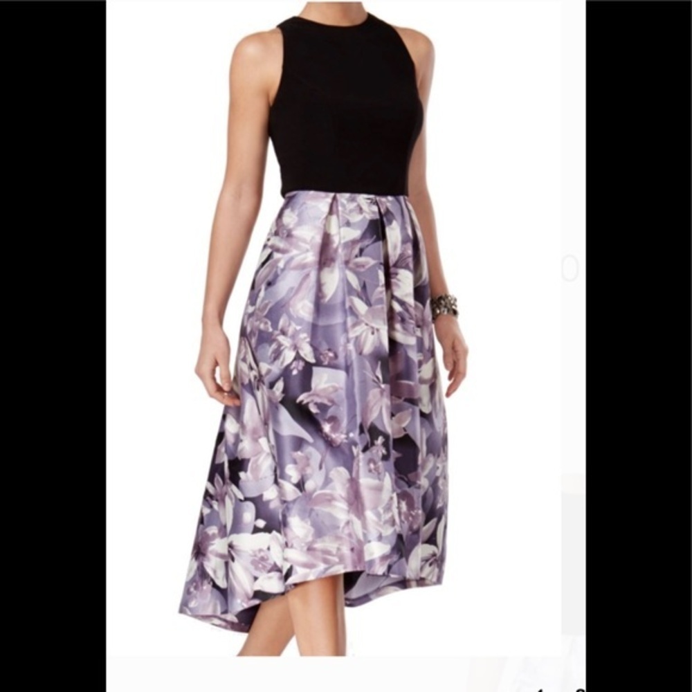 Women’s Formal Dress Cocktail Plus Size 14W Floral Lilac Purple Hi Lo SLNY Gown